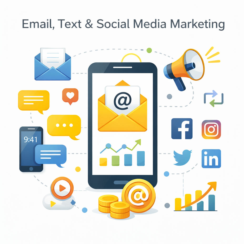 Email, Text & Social Media Marketing services