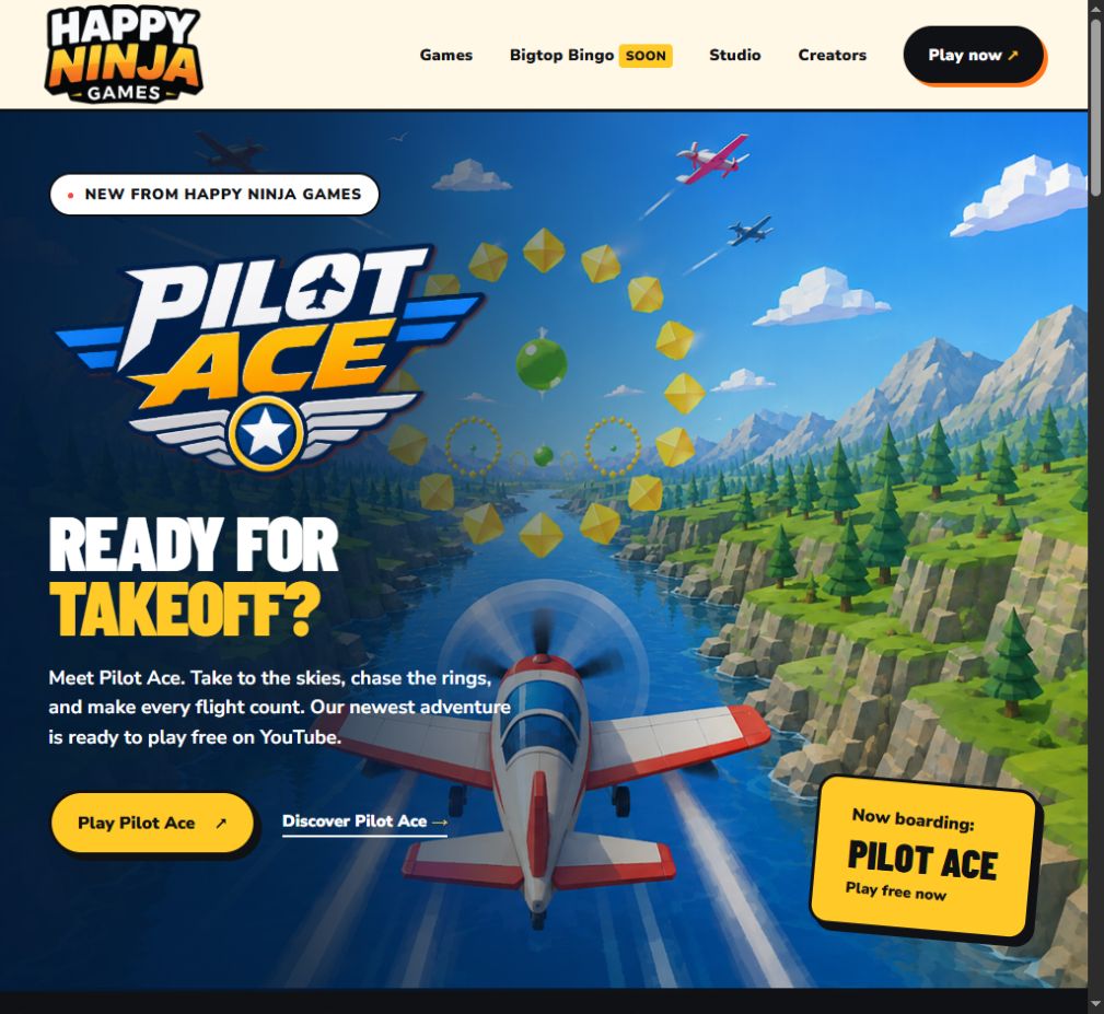 Happy Ninja Games homepage screenshot